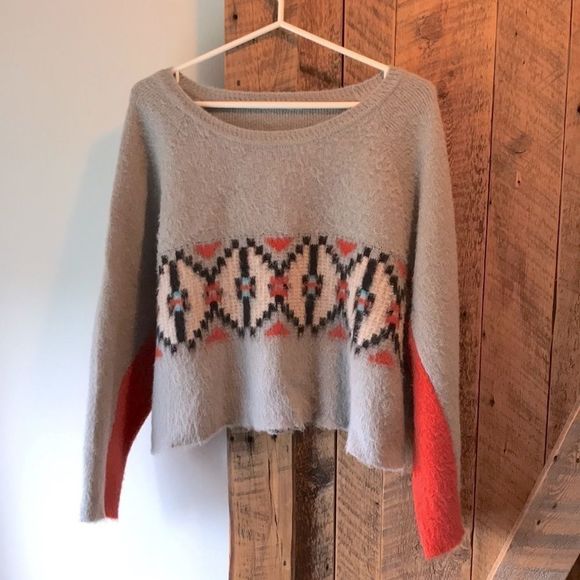 MaxMara Gray and Red Patterned Sweater - Picture 1 of 10
